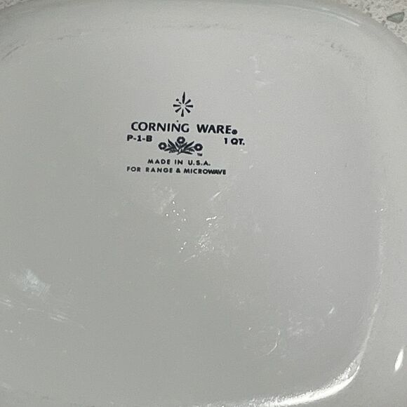 Corningware White Casserole RARE 1Qt Cornflower P-7-C lid 32 1960’s Made in USA - Picture 3 of 12